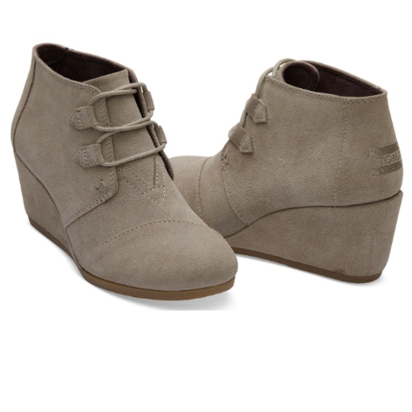 Toms Shoes - TOMS Desert Taupe Suede Kala Wedge Booties NWT